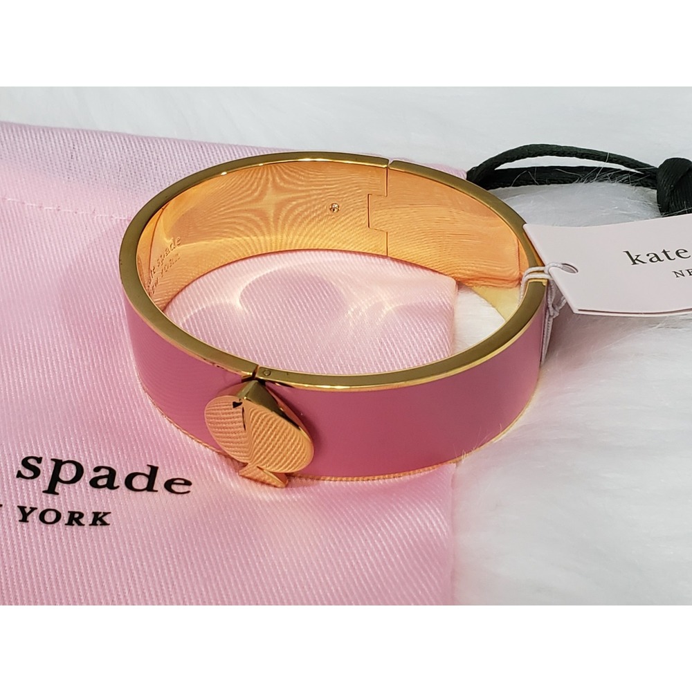 NEW Kate Spade Rococo Pink Heritage Spade Wide Hinged Bracelet Bangle